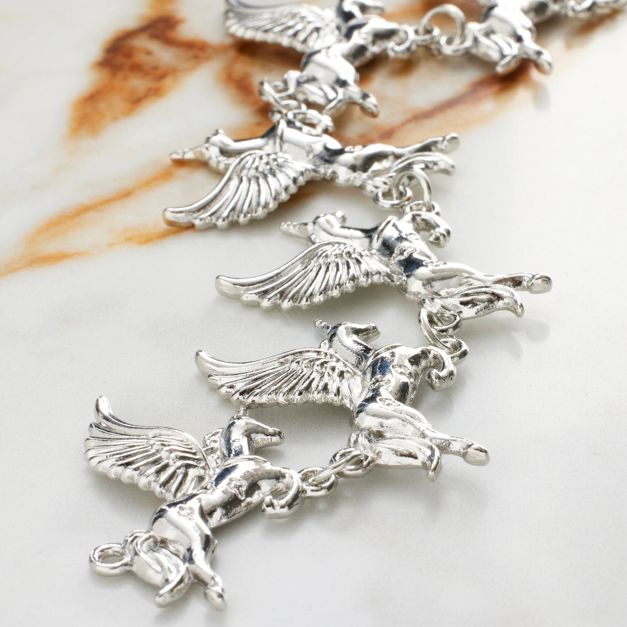 Rhodium Metal Unicorn Charms, 23mm by Bead Landing™